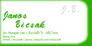 janos bicsak business card